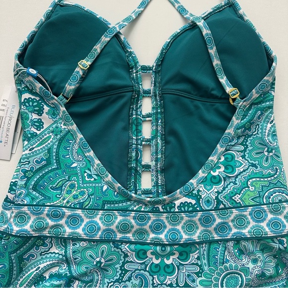 Bleu Rod Beattie COASTAL COOL PLUNGE ONE-PIECE SWIMSUIT Size 8 Women - Picture 12 of 15